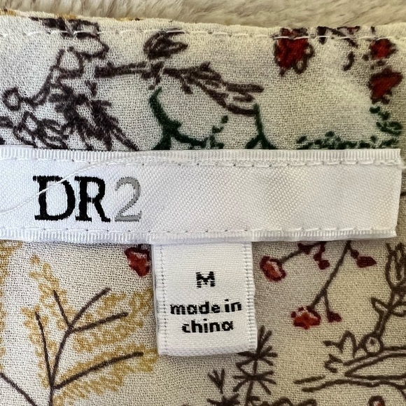 DR2 by Daniel Rainn Multi-Color Floral 3/4 Sleeve Split Neck Tunic Blouse-Sz Med - Picture 9 of 11